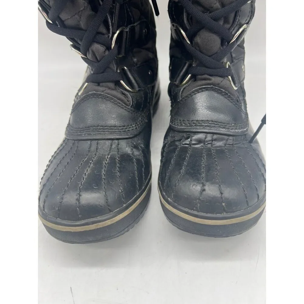 Sorel Tofino Cafe Women Black Canvas Waterproof Faux Fur Winter Duck Boots Size